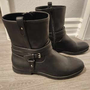 STYLE & COMPANY Womens Black Buckle Accent Padded State Round Toe Block Boots